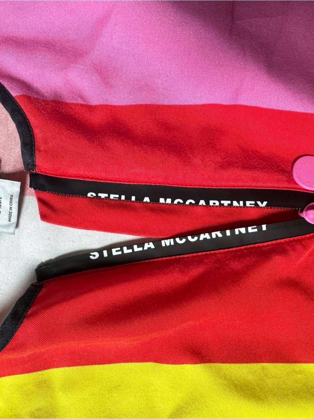 Stella McCartney long sleeve vibrant colorblock zip logo pocket pleat dress - Picture 6 of 7